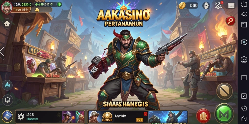 Menampilkan gameplay seru AAKASINO dalam Tower Defense.