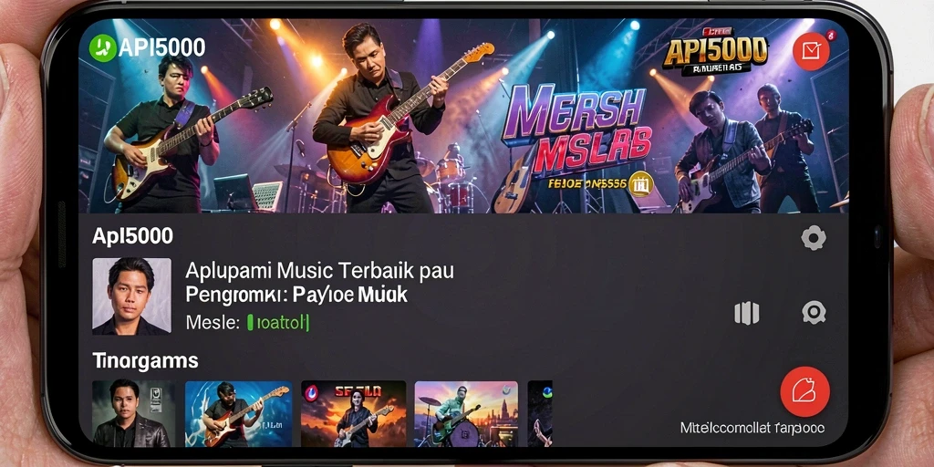 Gambar tampilan utama API5000 dengan menu musik yang interaktif.