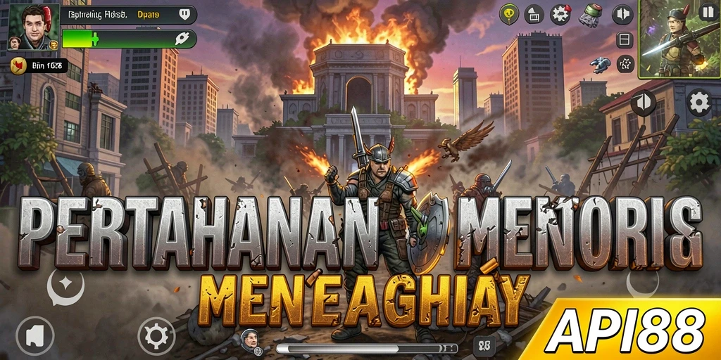 Screenshot gameplay API88 menampilkan aksi menara yang melawan gelombang musuh.