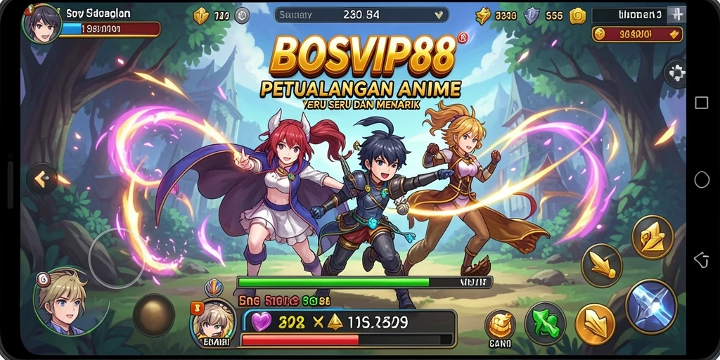 Screenshot gameplay anime BOSVIP88 yang penuh aksi dan karakter menarik.