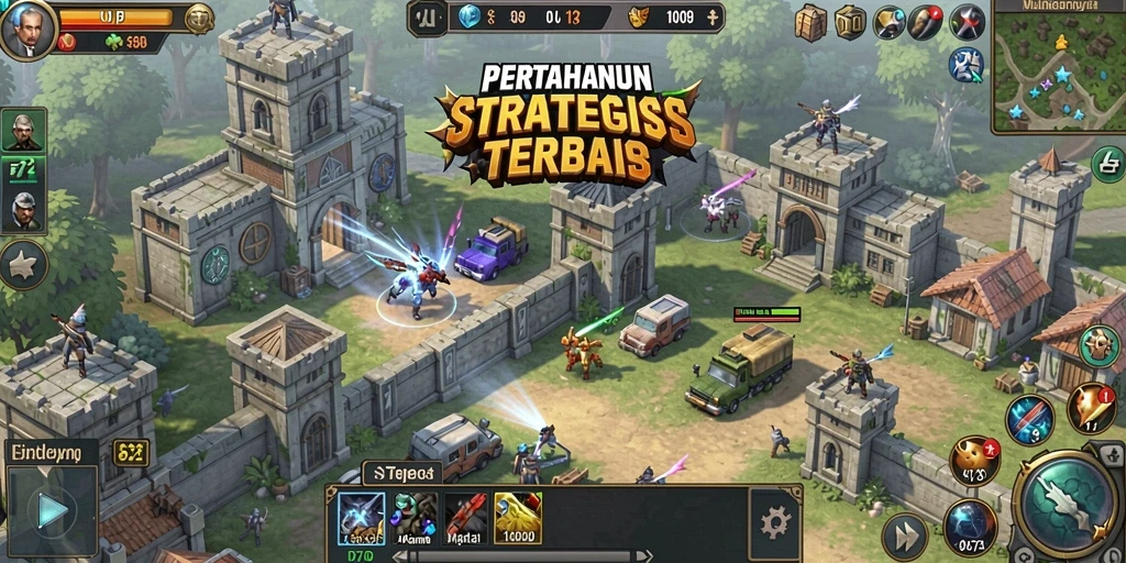 Screenshot menunjukkan aksi seru dalam game Tower Defense.