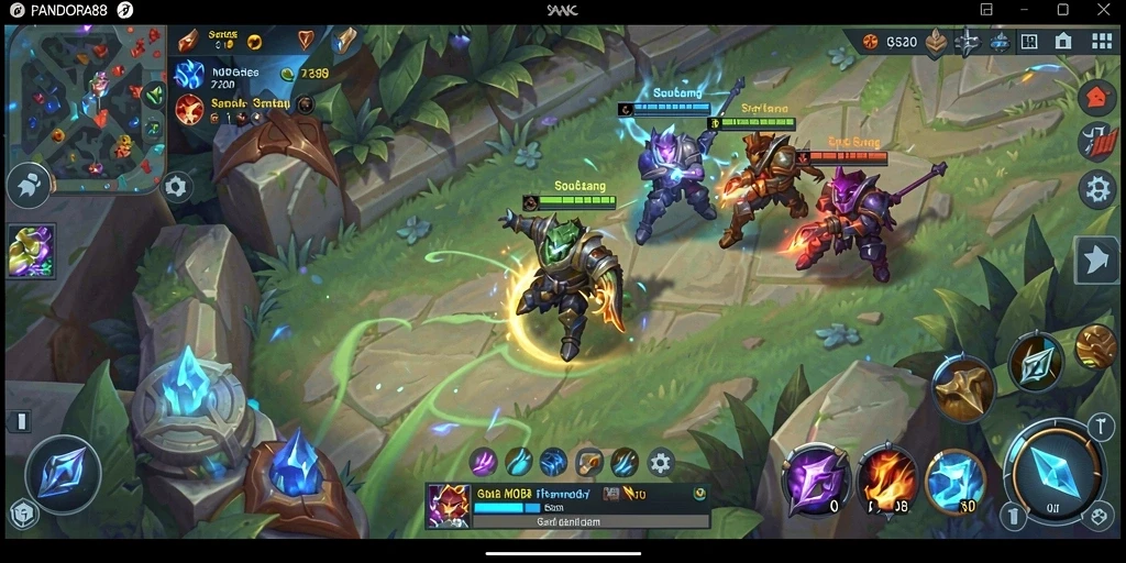 Tampilan gameplay MOBA yang seru dalam PANDORA88.