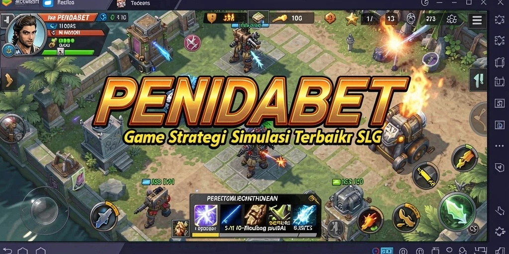 Tampilan screenshot utama menunjukkan pertarungan strategis dalam PENIDABET.