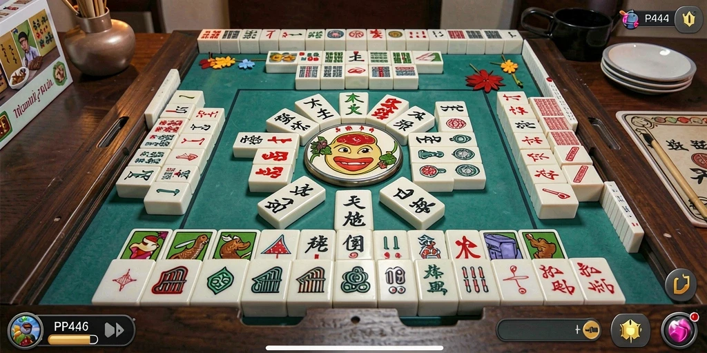 Tampilan grafis permainan Mahjong yang menantang dan seru.