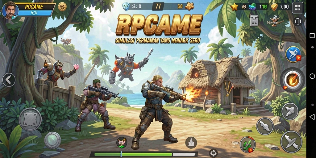 Tampilan gameplay RPGAME yang penuh warna dan dinamis.
