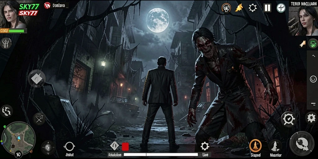 Gameplay mencekam di <strong>SKY77</strong> yang menampilkan suasana angker.