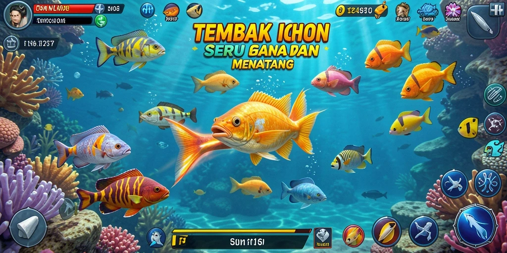 Tangkapan layar menunjukkan aksi menembak ikan dalam permainan T6.