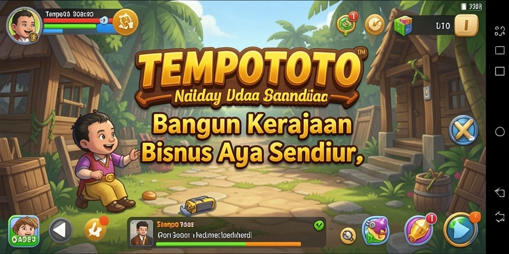 Screenshot utama TEMPOTOTO menampilkan aksi manajerial seru dalam game Tycoon.