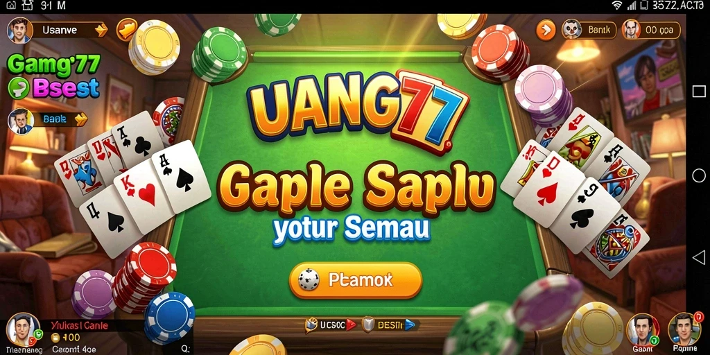 Screenshot gameplay UANG77 yang menyajikan serunya bermain Gaple.