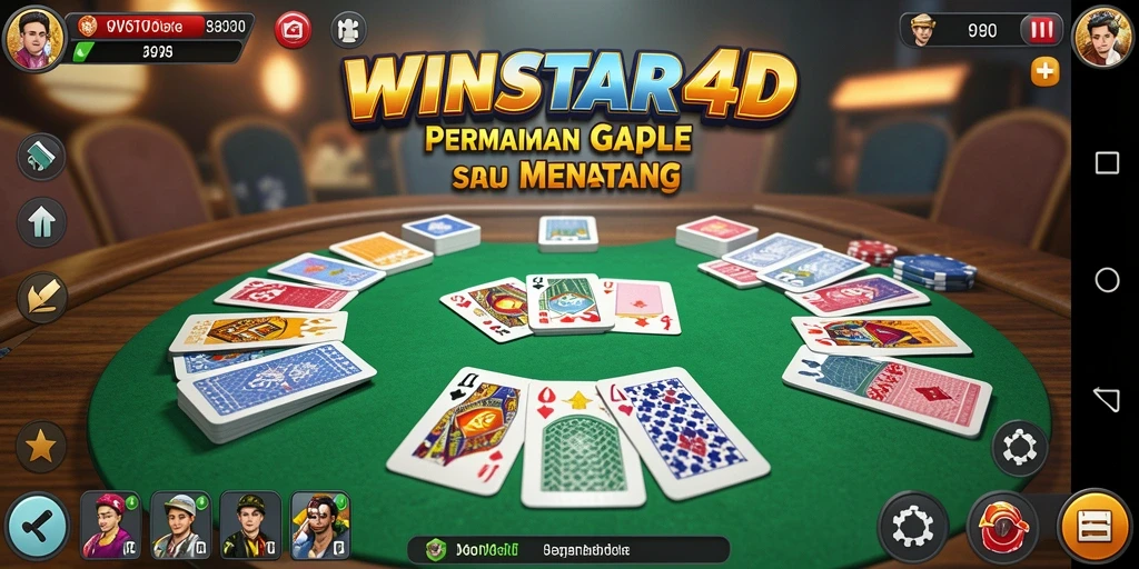 Tampilan gameplay seru dalam permainan Gaple WINSTAR4D.