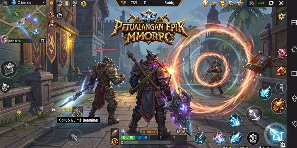 Tampilan gameplay <strong>ZK9</strong> yang memukau dalam dunia MMORPG.